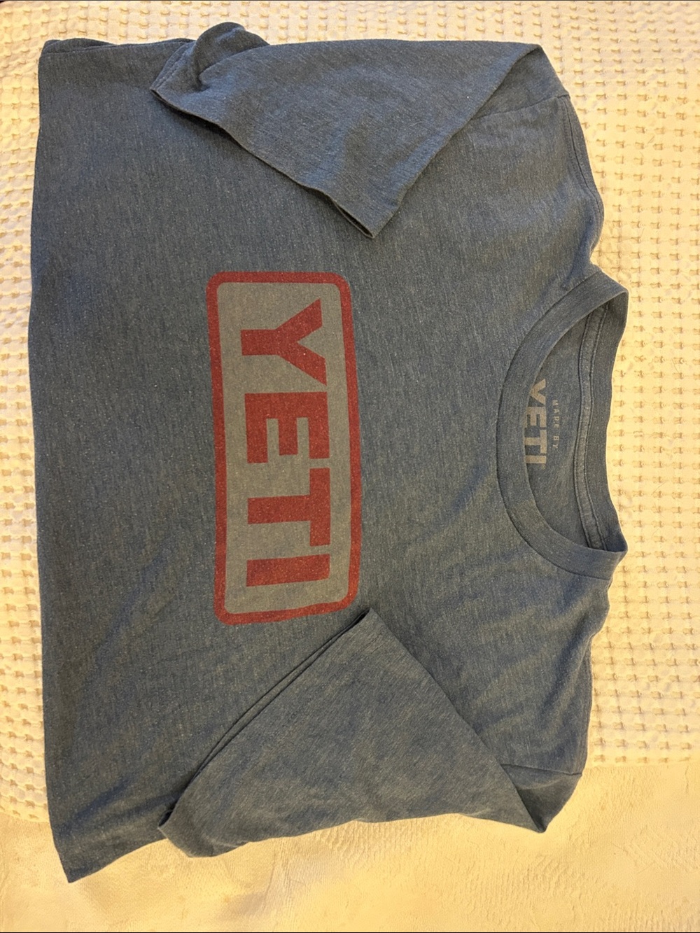 Yeti Heather Navy Tee with Red Logo - Mens Short Sleeve